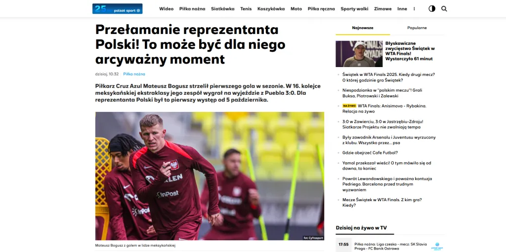 Prensa de Polonia reaccionó al golazo de Bogusz en Cruz Azul. (polsatsport.pl)