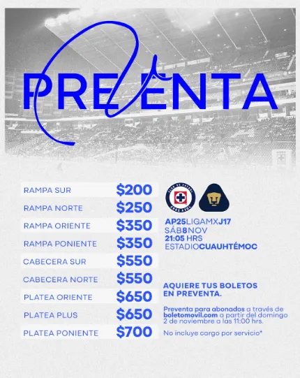 Preventa de boletos contra Pumas