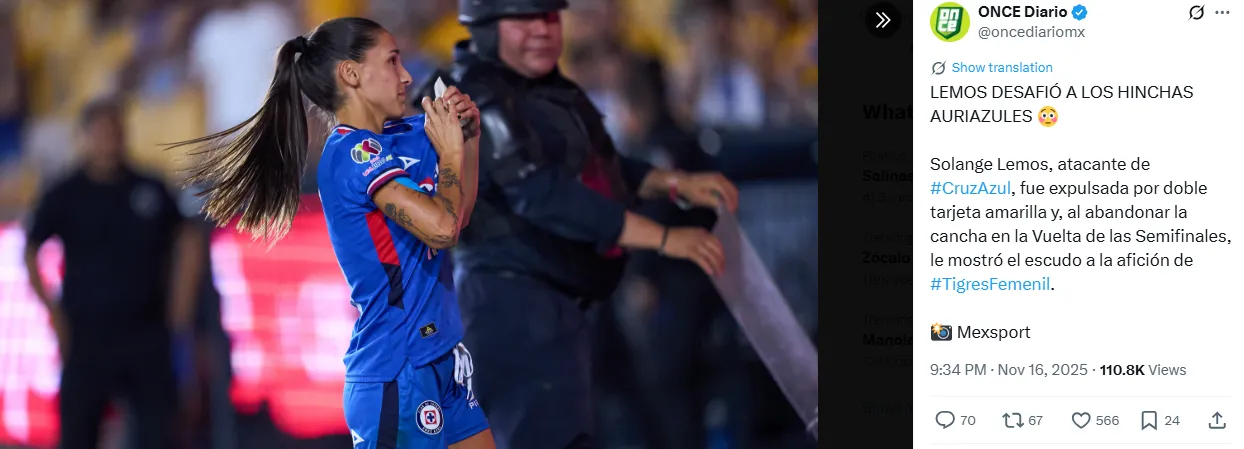 El gesto de Testas tras ser expulsada (Once diario)