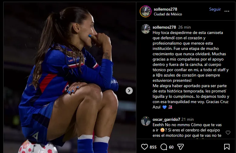 El mensaje que compartió Lemos en su Instagram (sollemos278).