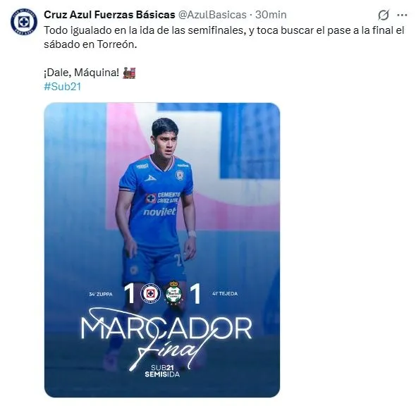 Todo por verse: Cruz Azul Sub-21 empató contra Santos en la ida (X)