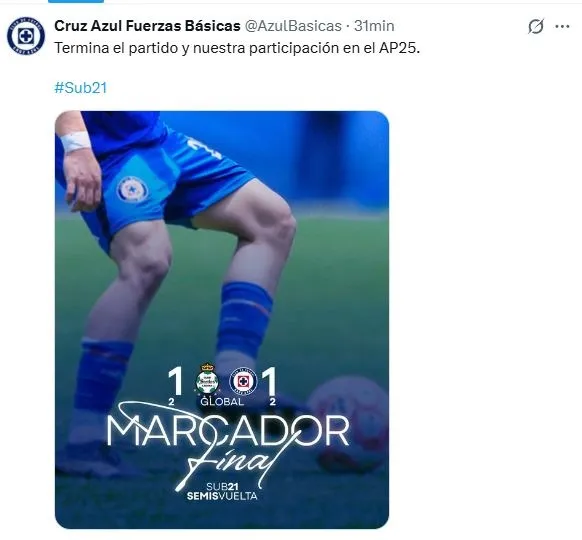 Adiós al título: Cruz Azul Sub-21 quedó eliminado del Apertura 2025 (X)