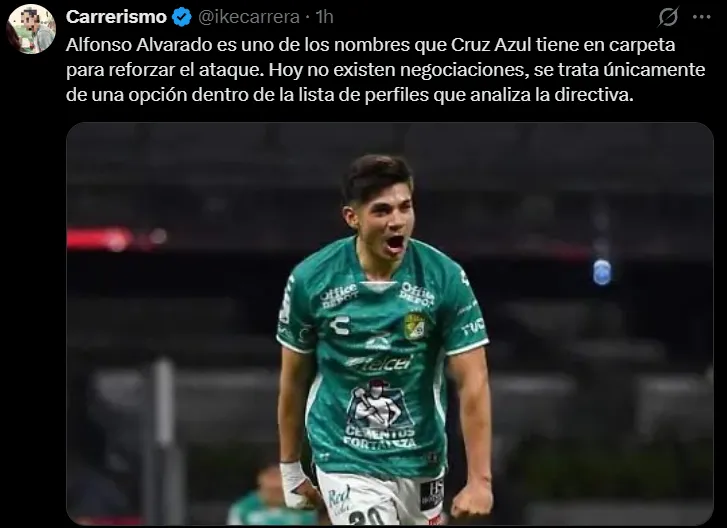 Cruz Azul tendría en carpeta al Plátano Alvarado. (@ikecarrera)