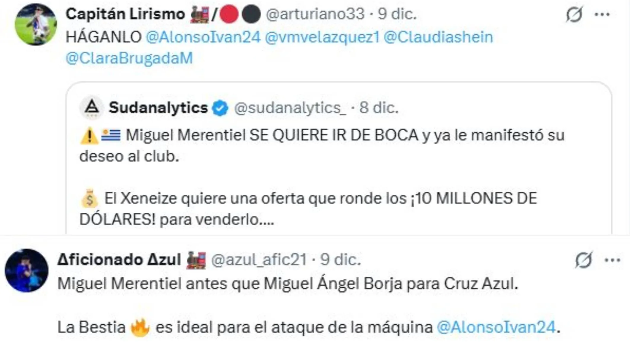 Miguel Merentiel tiene precio y la afición lo pidió en Cruz Azul (X)