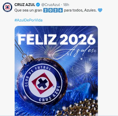 Publicación de Cruz Azul en año nuevo