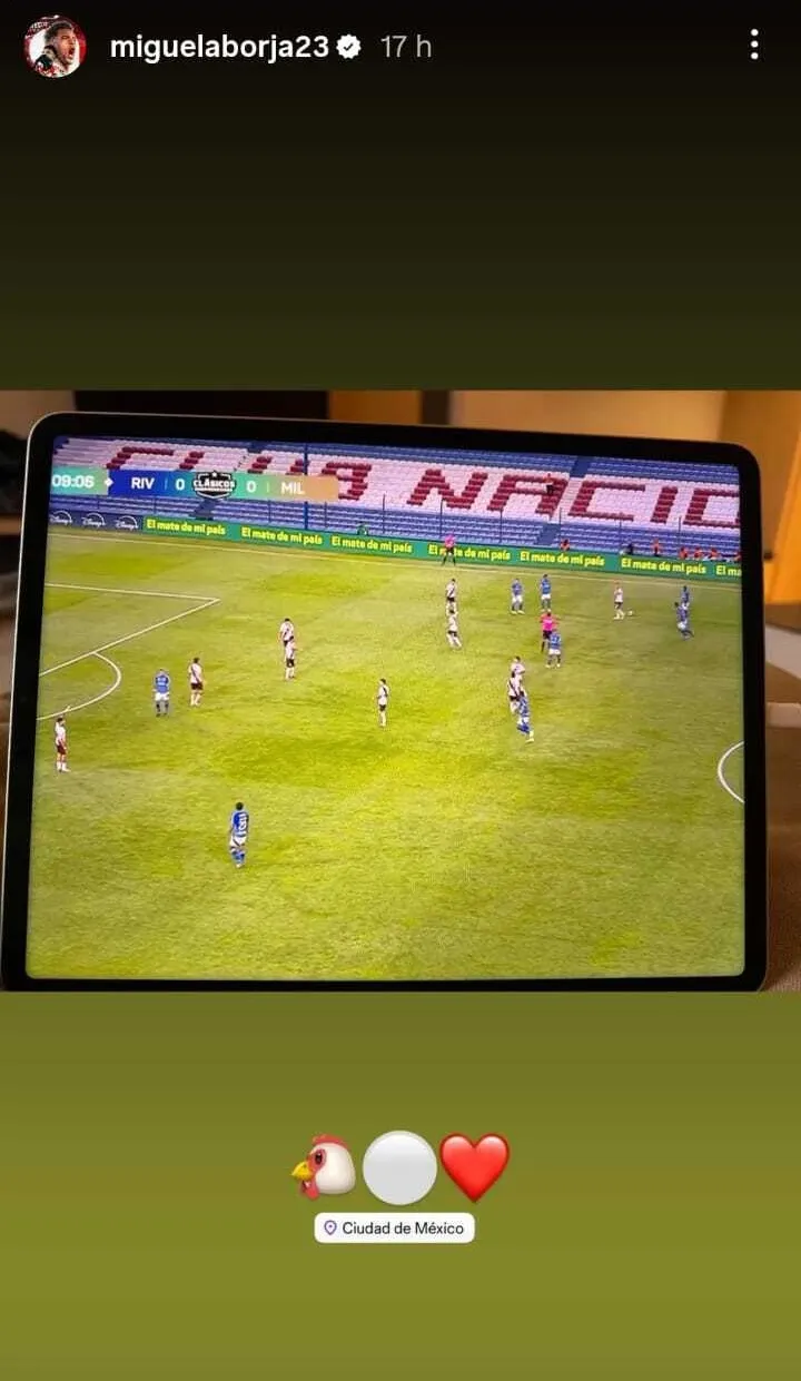 Storie de Miguel Borja viendo a River.