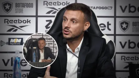 Martín Anselmi fue presentado ante los medios en Brasil como DT de Botafogo.
