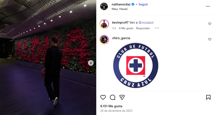 Última publicación de Ordaz en Instagram
