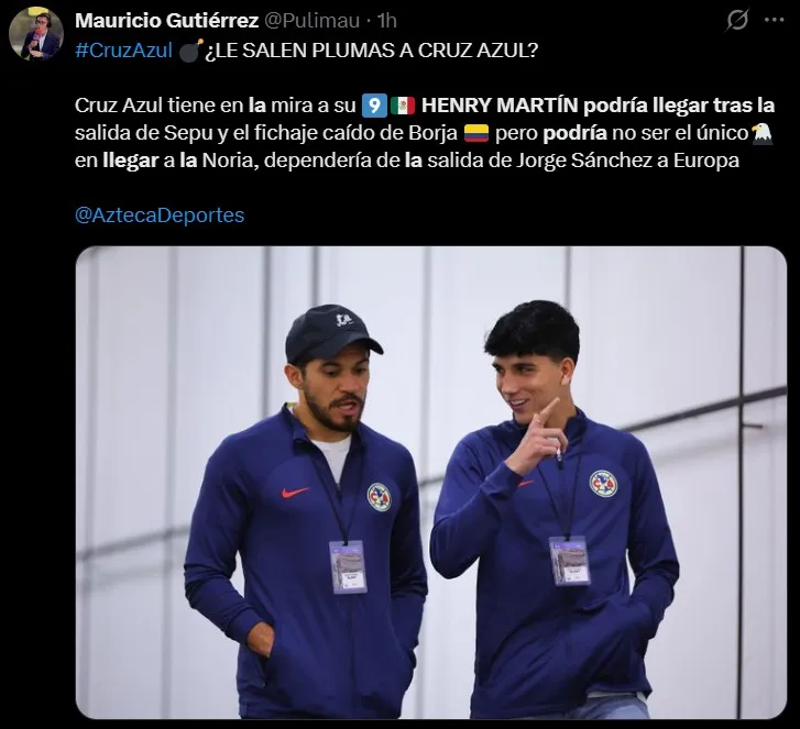 Azteca Deportes pone a Henry Martín y Kevin Álvarez en el radar de Cruz Azul. (@Pulimau)