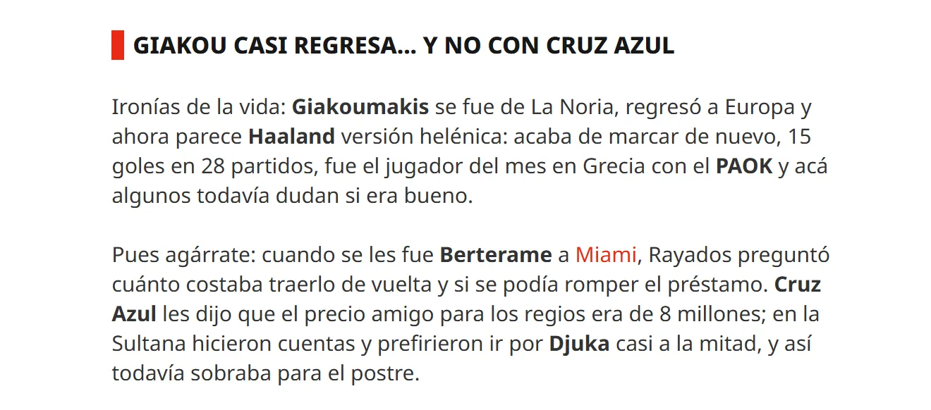 Rayados preguntó por Giorgos Giakoumakis en el mercado invernal. (diario Récord)