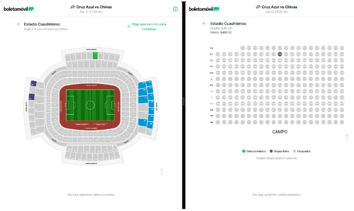 Boletos  disponibles para el Cruz Azul vs. Chivas