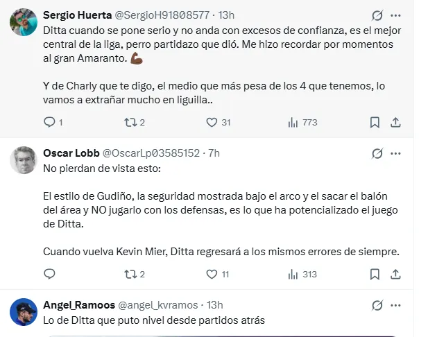 Comentarios de la afición sobre Ditta