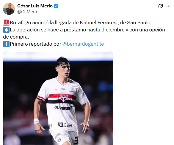 Información de César Luis Merlo en X