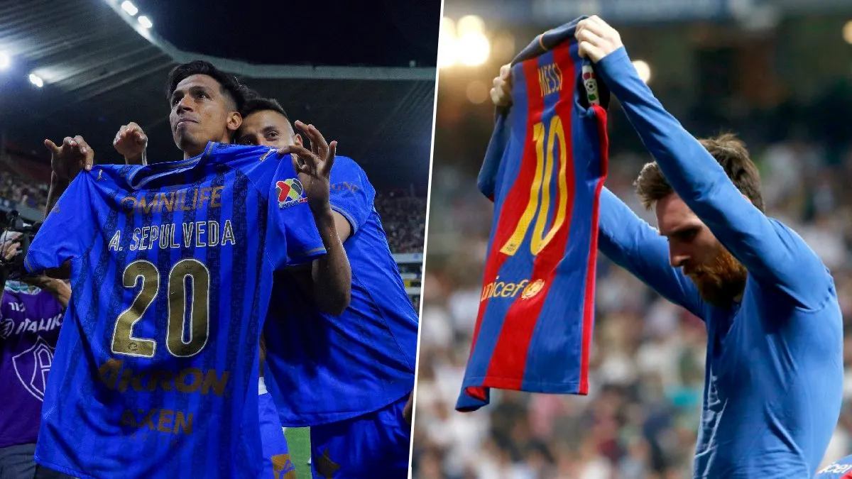 Ángel Sepúlveda marcó en el Atlas vs Chivas y celebró como Lionel Messi en el Bernabéu. (Especial)