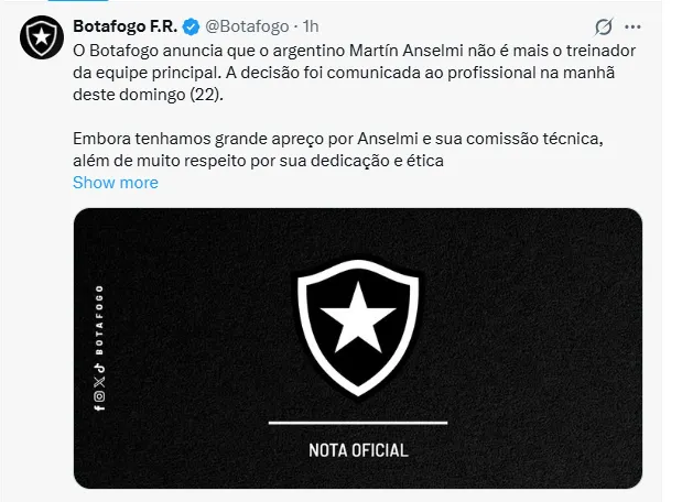 Comunicado del Botafogo