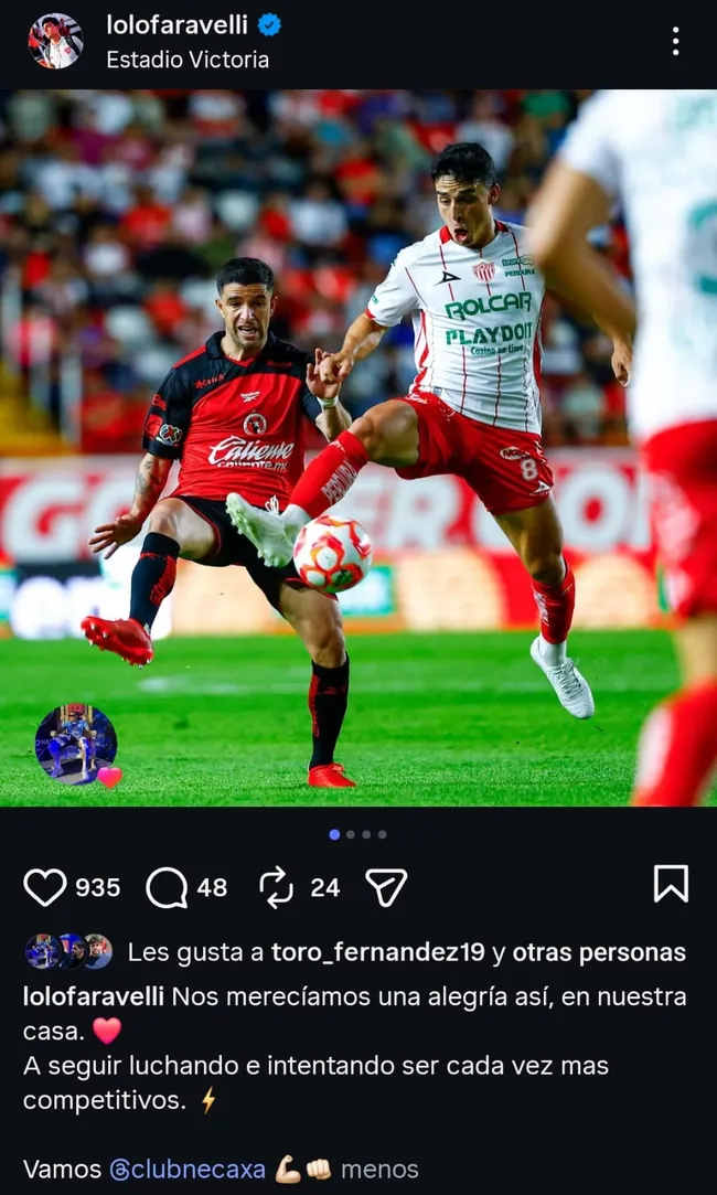 La publicación de Faravelli junto a Rivero. (@lolofaravelli)