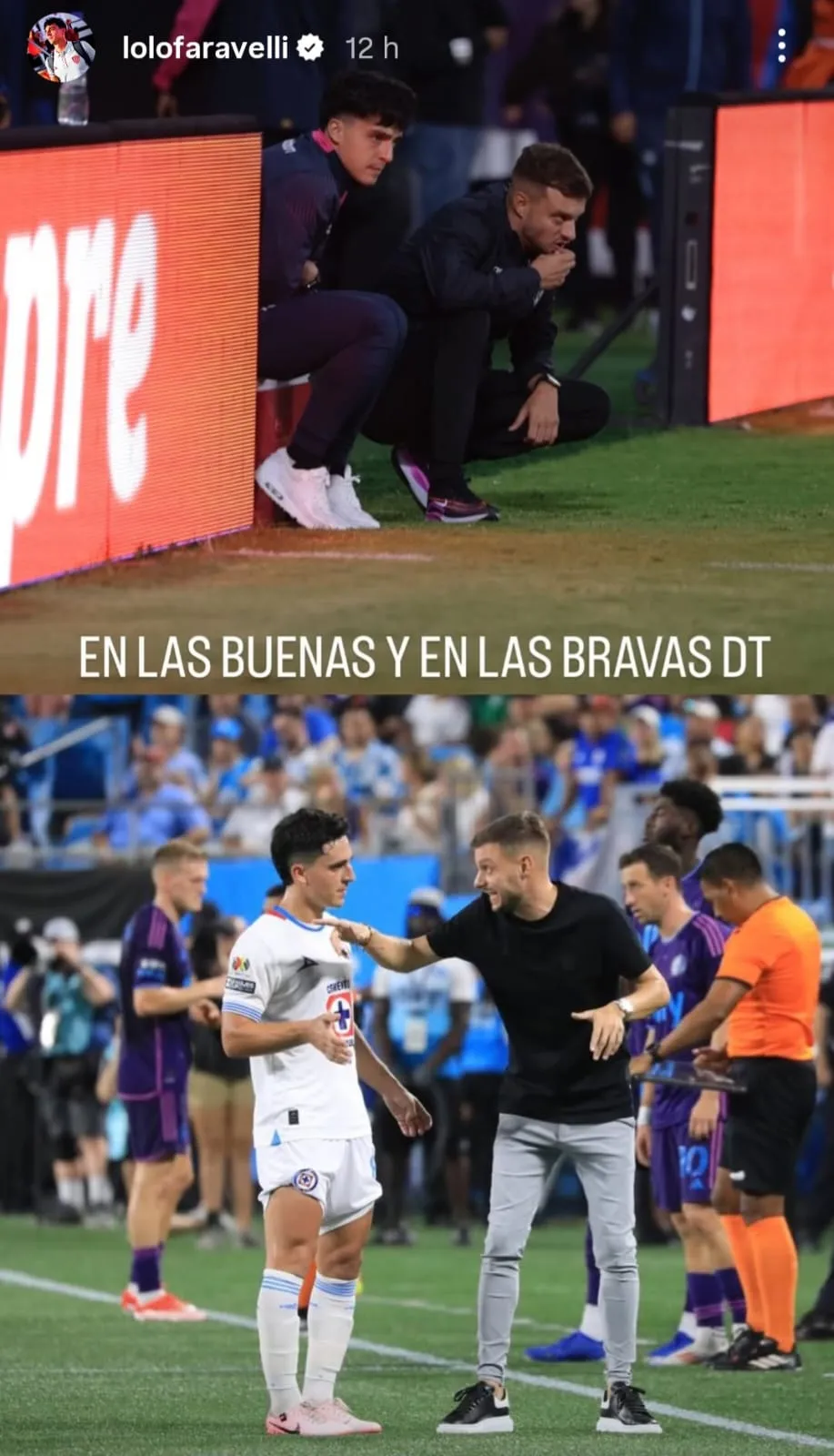 Posteo de Faravelli para Anselmi tras ser despedido. (@lolofaravelli)