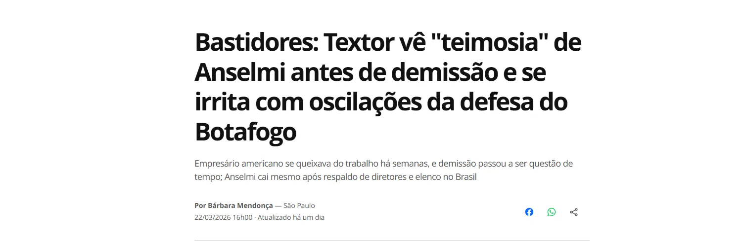 Desde Brasil revelaron las verdades razones del despido de Martín Anselmi de Botafogo. (Ge Globo)