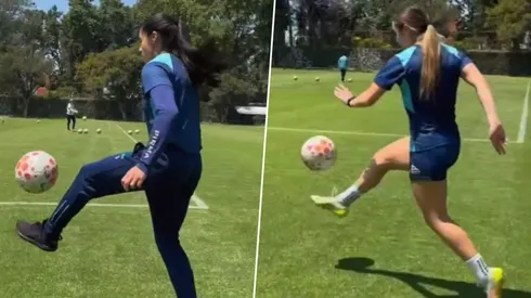 Un reto viral en redes sociales llegó a las instalaciones de La Noria y dos futbolistas de Cruz Azul femenil se apuntaron.
