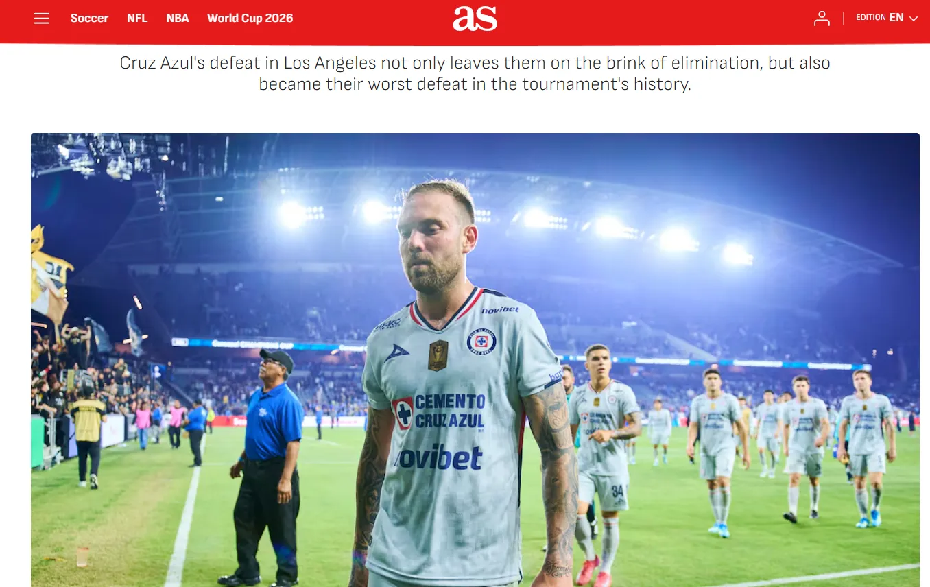 AS en inglés ve a Cruz Azul “prácticamente eliminado”.