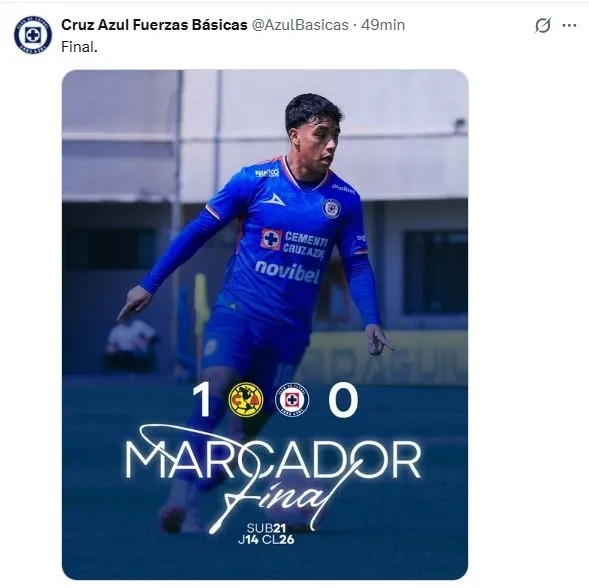 Cruz Azul Sub-21 cayó contra América en el Clásico Joven (X)