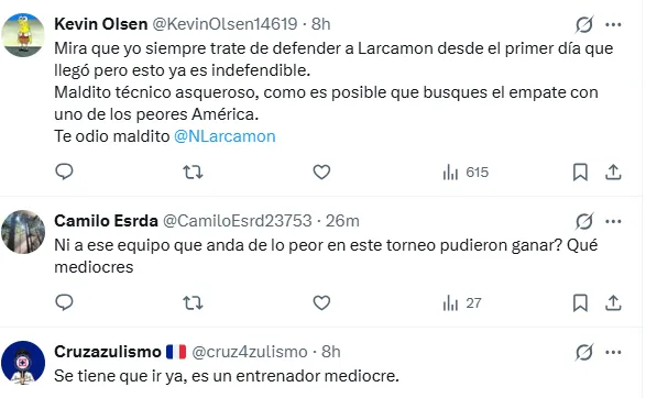 Reacciones de la afición en X