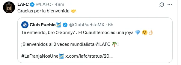 Mensaje del Puebla en redes sociales