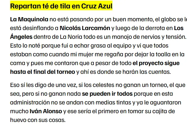 Información de la columna El Bolero