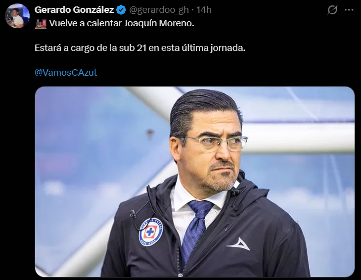 Joaquín Moreno, a la Sub-21 de Cruz Azul. (@gerardoo_gh)