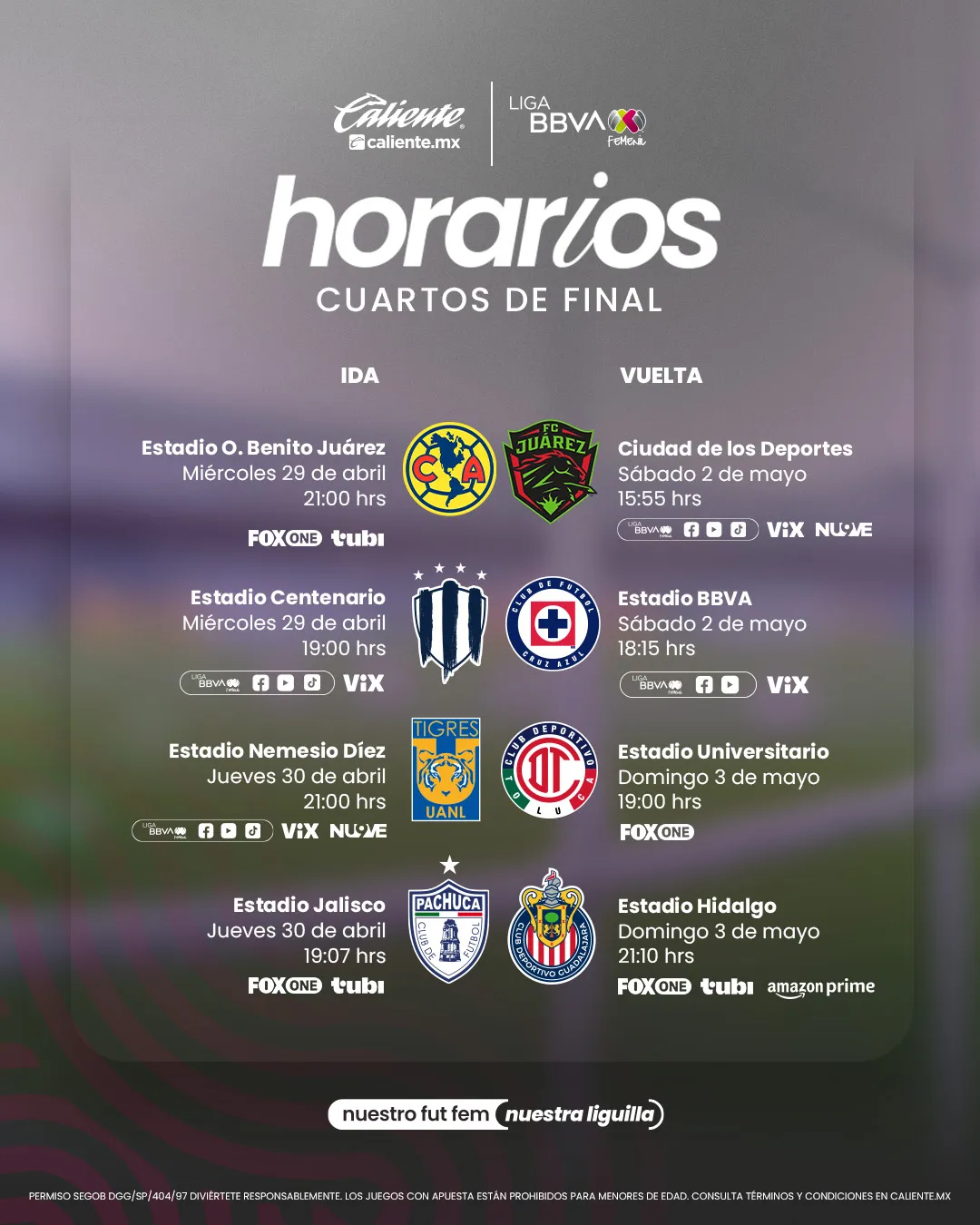 Liga MX Femenil oficializó días y horarios de los cuartos de final. (Liga MX Femenil Oficial)
