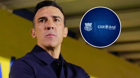 Vicente Sánchez y un curioso sponsor de Emelec con el nombre de Cruz Azul.