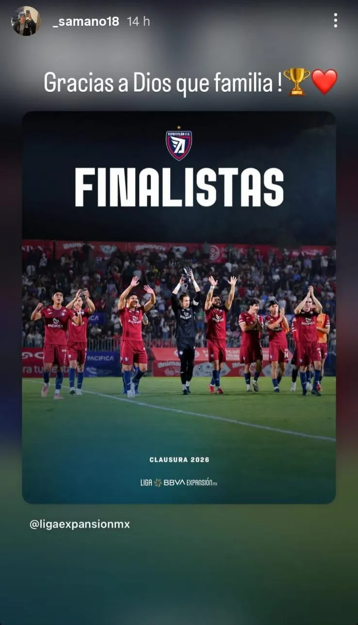 Leonardo Sámano celebra en Instagram la clasificación de Tepatitlán.