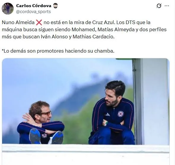 El rol que tendría Mathías Cardacio en la elección del nuevo DT de Cruz Azul (X)