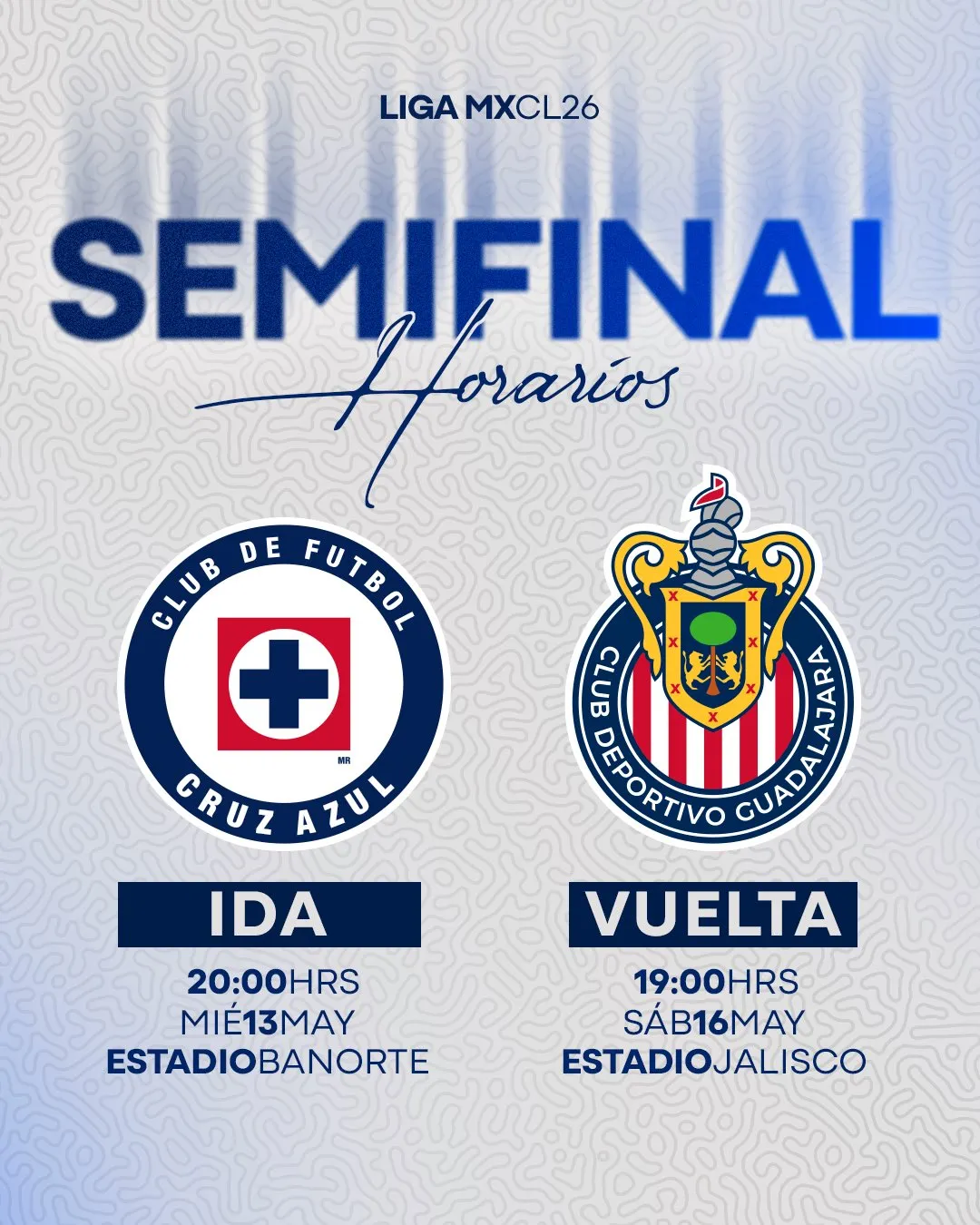 Días y horarios de Cruz Azul vs. Chivas por las semifinales. (Cruz Azul oficial)