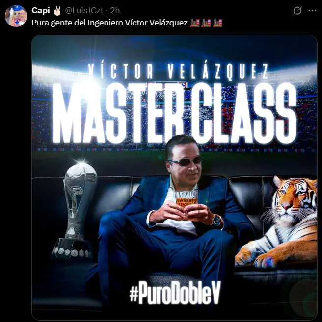 Afición de Cruz Azul apoya a Velázquez tras conseguir el Banorte. (X)
