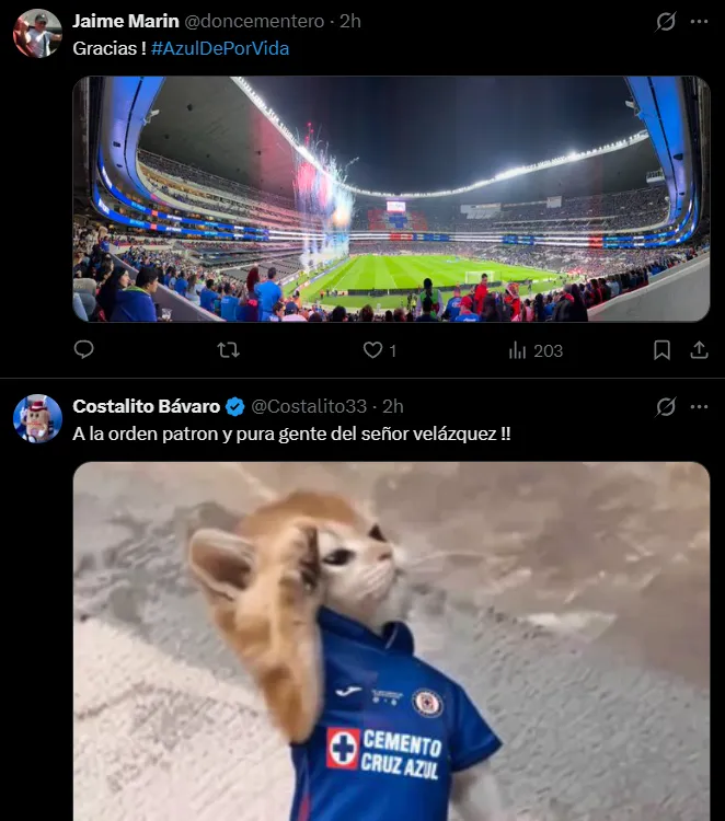 Afición de Cruz Azul apoya a Velázquez tras conseguir el Banorte. (X)