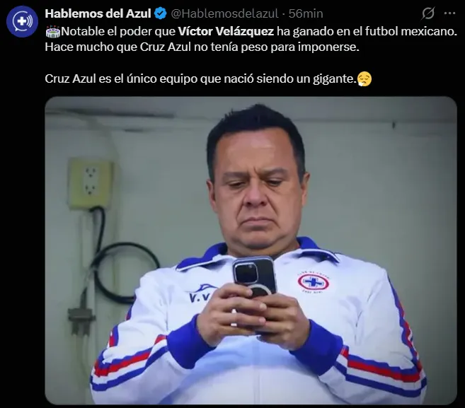 Afición de Cruz Azul apoya a Velázquez tras conseguir el Banorte. (X)
