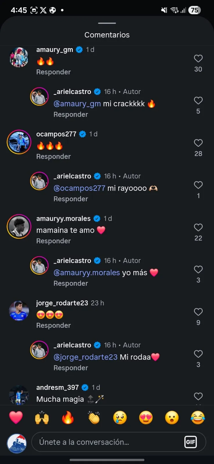 Comentarios en el posteo de Ariel Castro previo al Cruz Azul vs. Chivas. (@_arielcastro)
