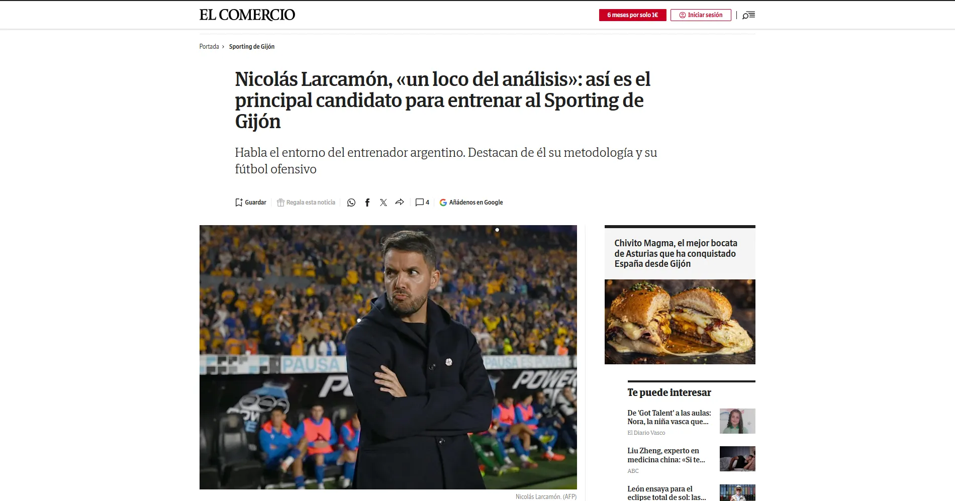 Así describen a Nicolás Larcamón los medios de España (El Comercio)