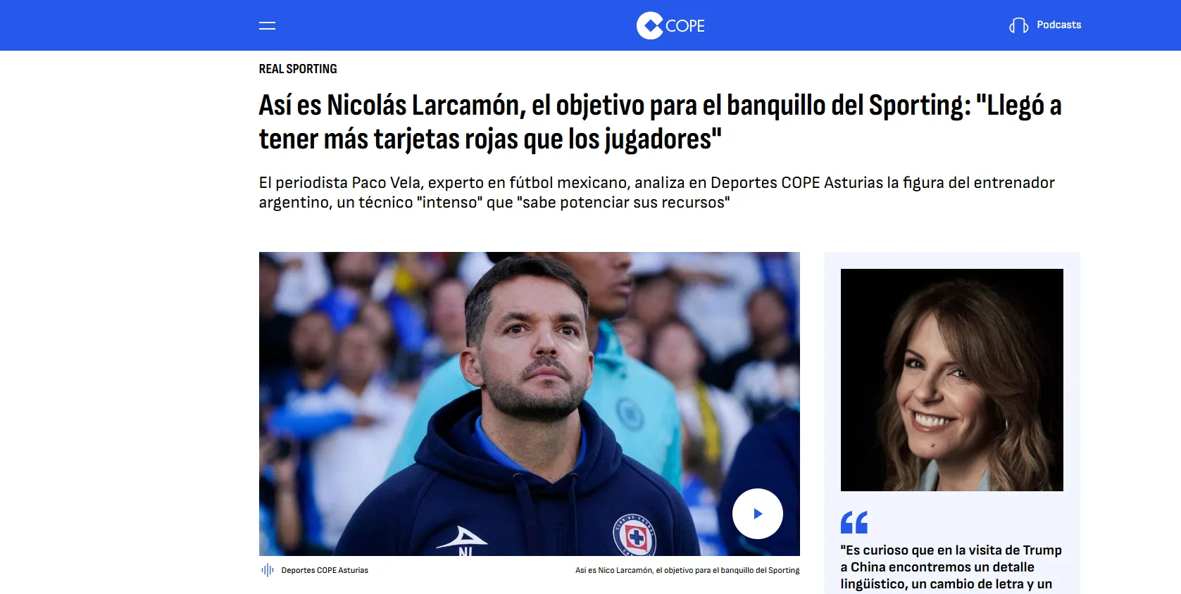 Así describen a Nicolás Larcamón los medios de España (COPE)