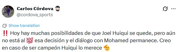 Información de Carlos Córdova en redes sociales
