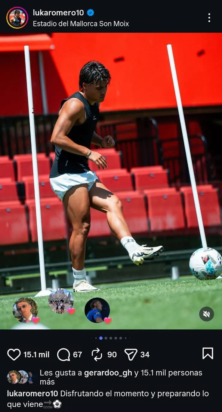 Luka Romero entrenando en Mallorca. (@lukaromero10)
