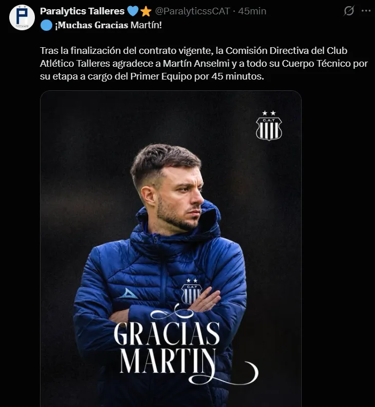 Los memes tras caerse lo de Anselmi a Talleres. (X)