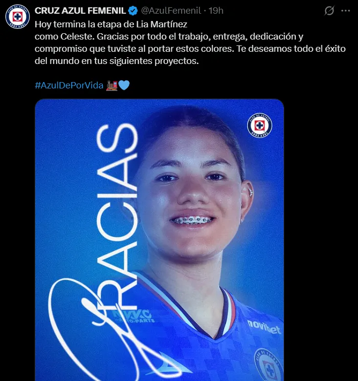 La despedida de Cruz Azul a Lia Martínez (@azulfemenil)
