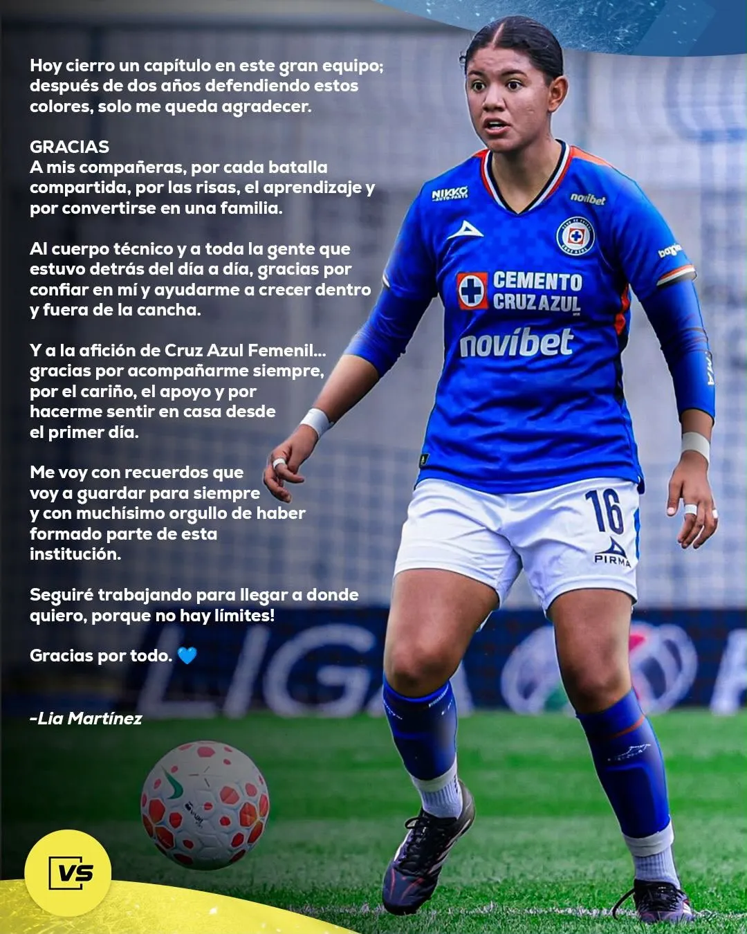 La despedida de Lia Martínez de Cruz Azul. (@martinez_lia29)