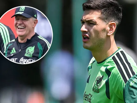 El divertido momento entre Javier Aguirre y César Montes