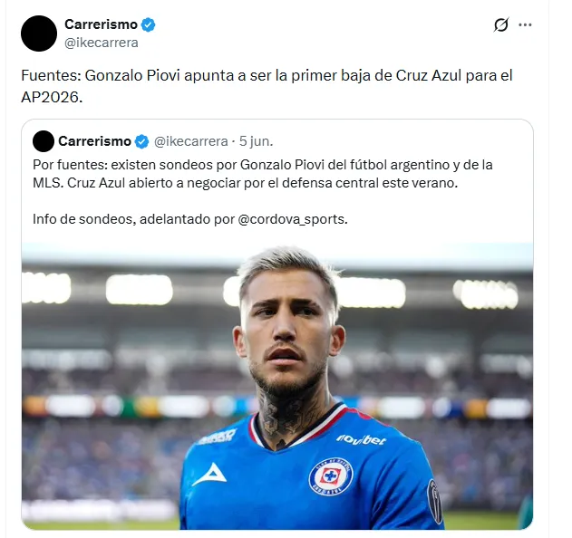 El insider colocó a Gonzalo Piovi en la puerta de salida (X)