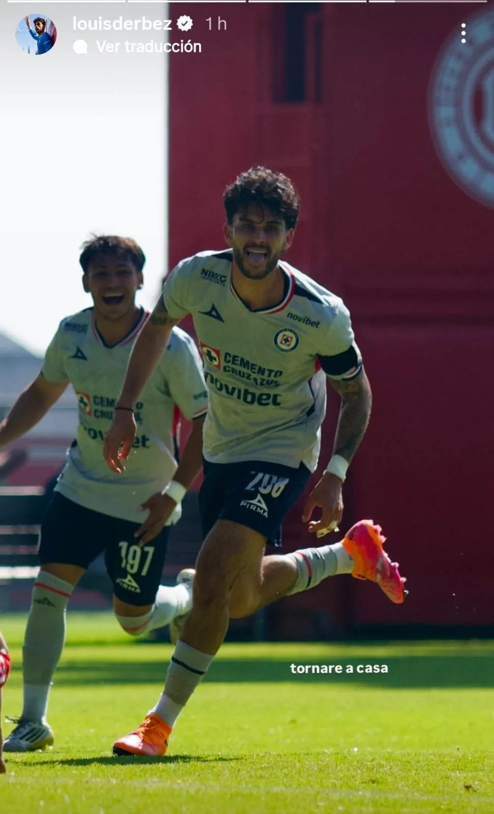 La storie de Louis Derbez sobre su regreso a Cruz Azul. (@louisderbez)