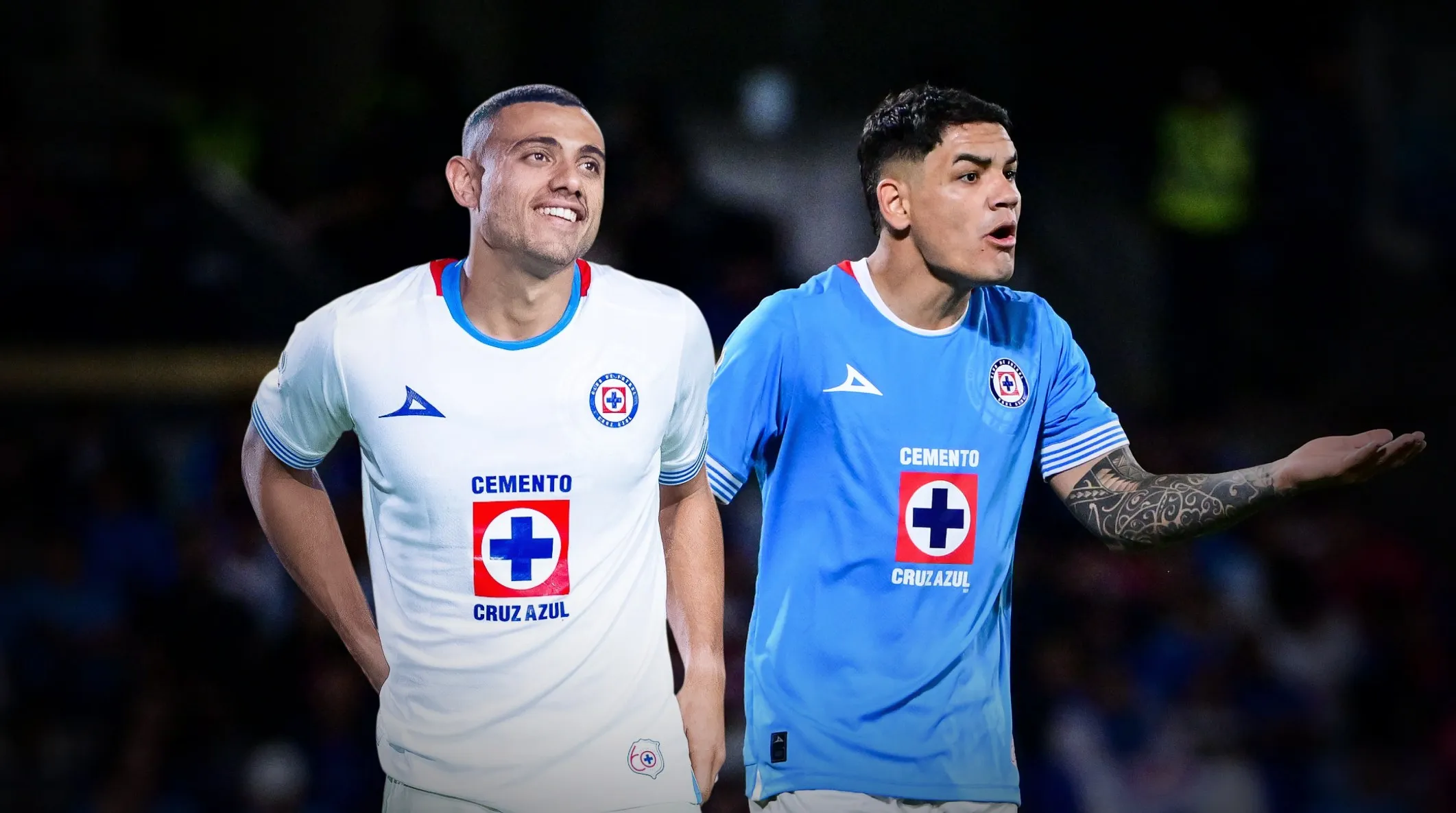 Giorgos Giakoumakis y el Toro Fernández, el tema a resolver en la delantera de Cruz Azul. (Especial)