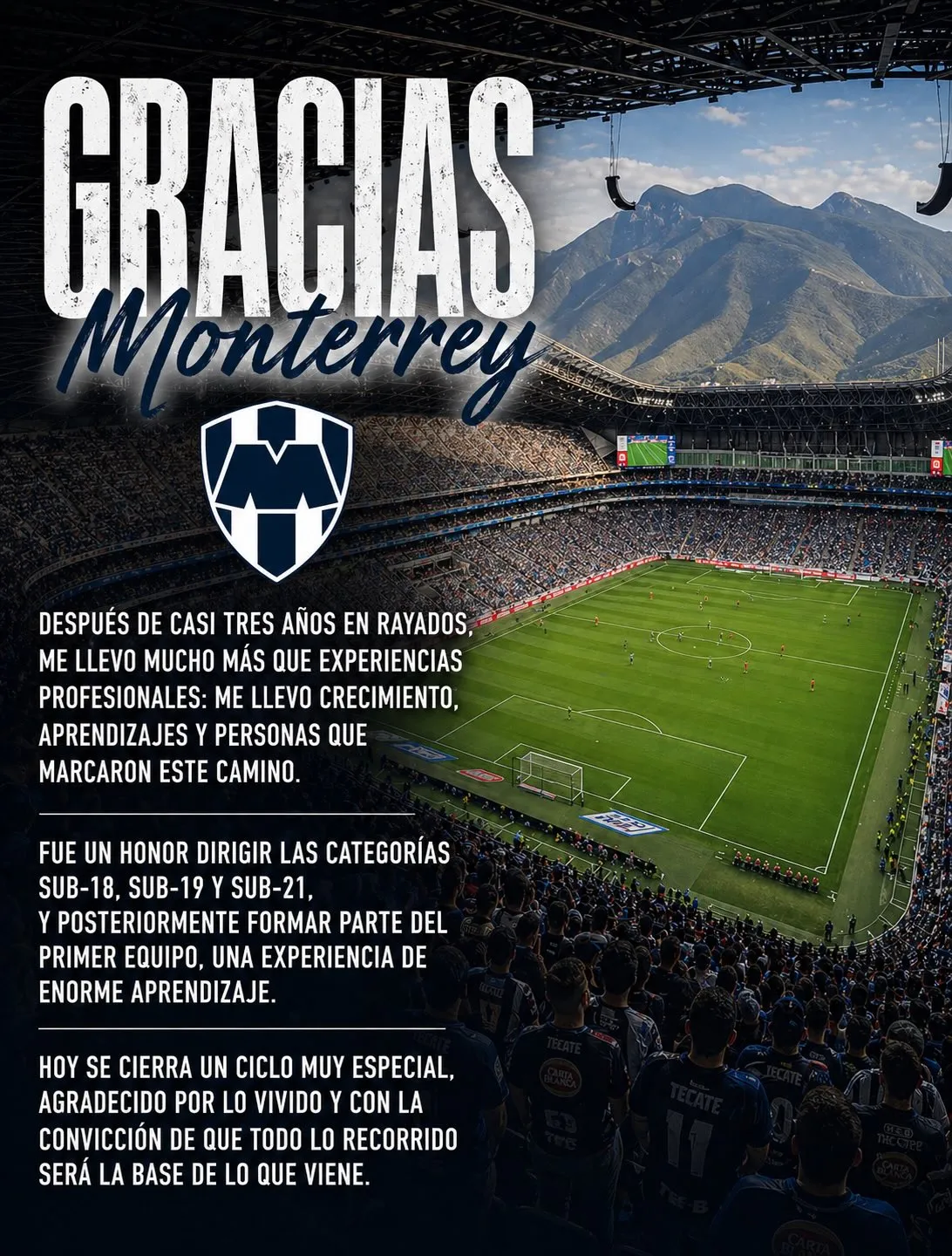 Landazábal ya se despidió de Rayados y dirigirá a Cruz Azul Hidalgo. (@esteban_landazabal)